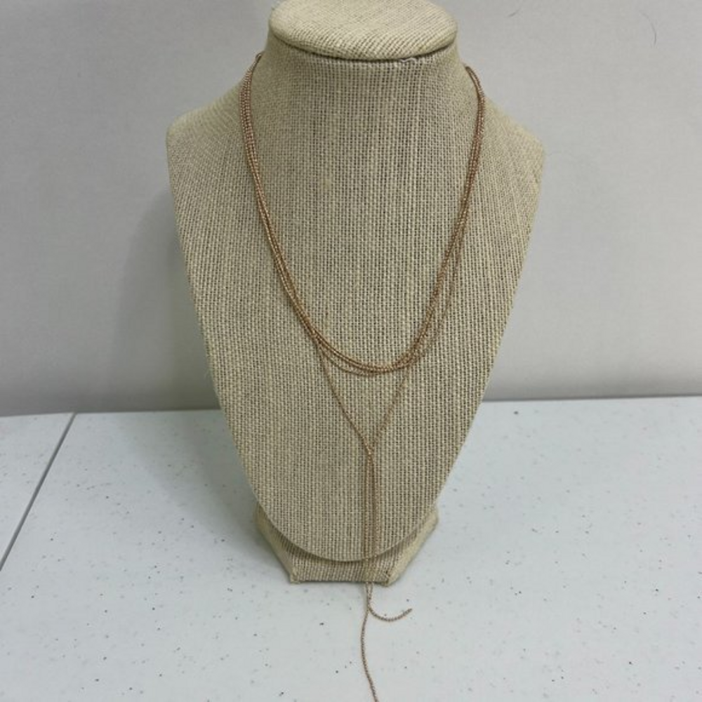 80R Necklace Rose Gold Tone Y Necklace Drop Ball Chain Multi Strand Boho Thin Us